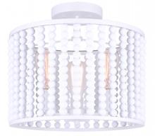 Canarm ISF1074A03WH - POSY, ISF1074A03WH, 3 Lt Semi-Flush, White Real Wood Beads, 60W Type A, 15inch W