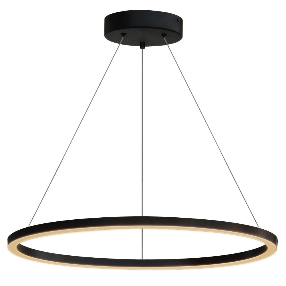 Sydney LED 24 Inch Single Ring Ceiling Light Black Contemporary Dining Room, Entry, Foyer Chandelier