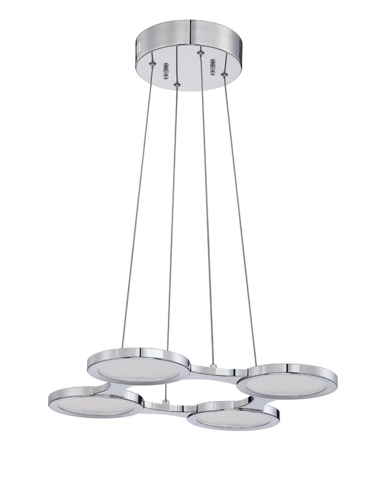 MILAN series 4 Light LED Pendant in a Chrome finish with Clear Mesh diffusers