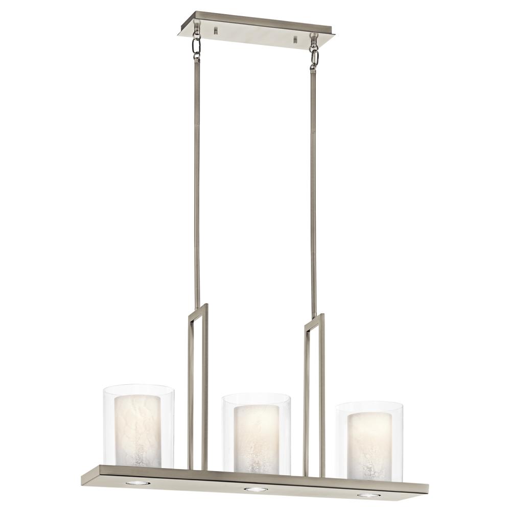 Triad 31.25" 6 Light Linear Chandelier with Uplights and Downlights and Clear Glass Outer and Ve