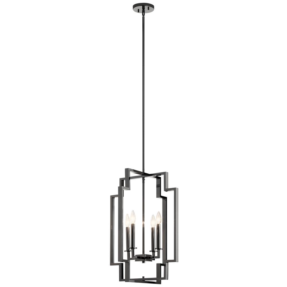 Downtown Deco 25 inch 4 Light Large Foyer Pendant in Midnight Chrome
