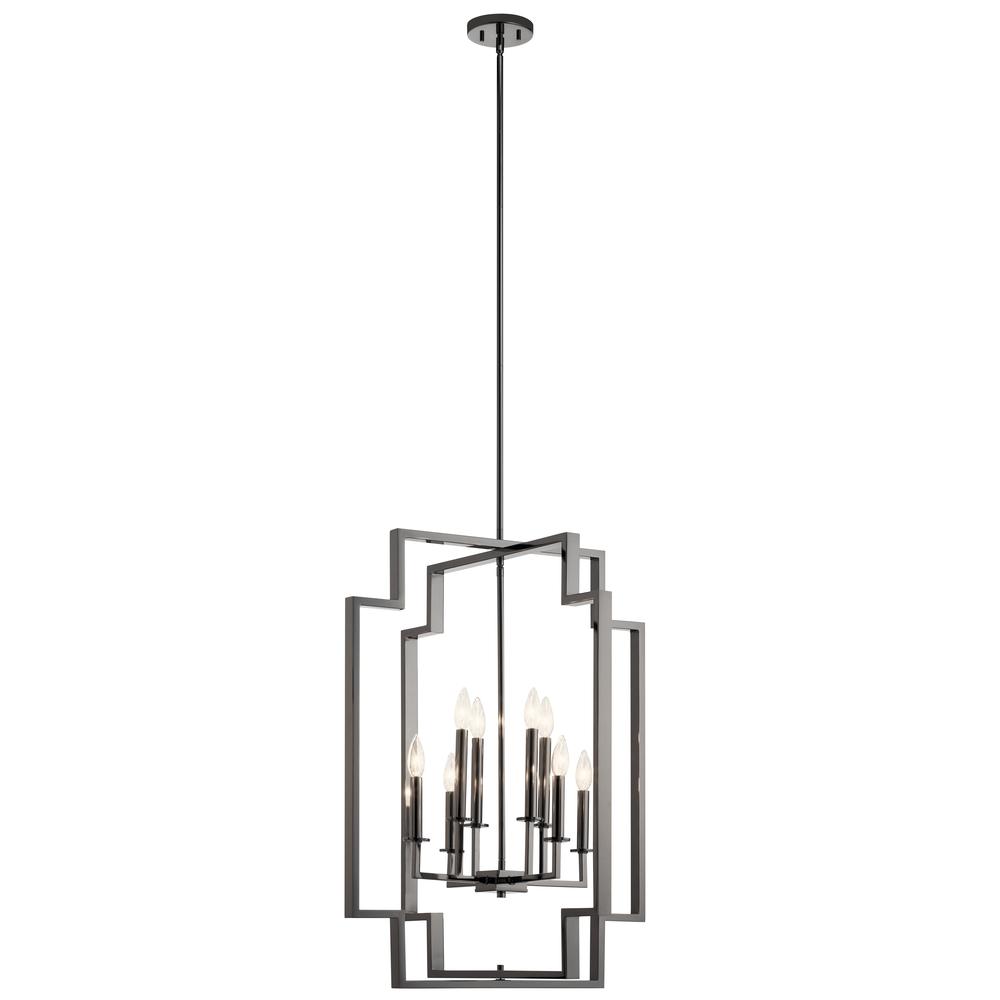 Downtown Deco 32.25 inch 8 Light Foyer Chandelier in Midnight Chrome