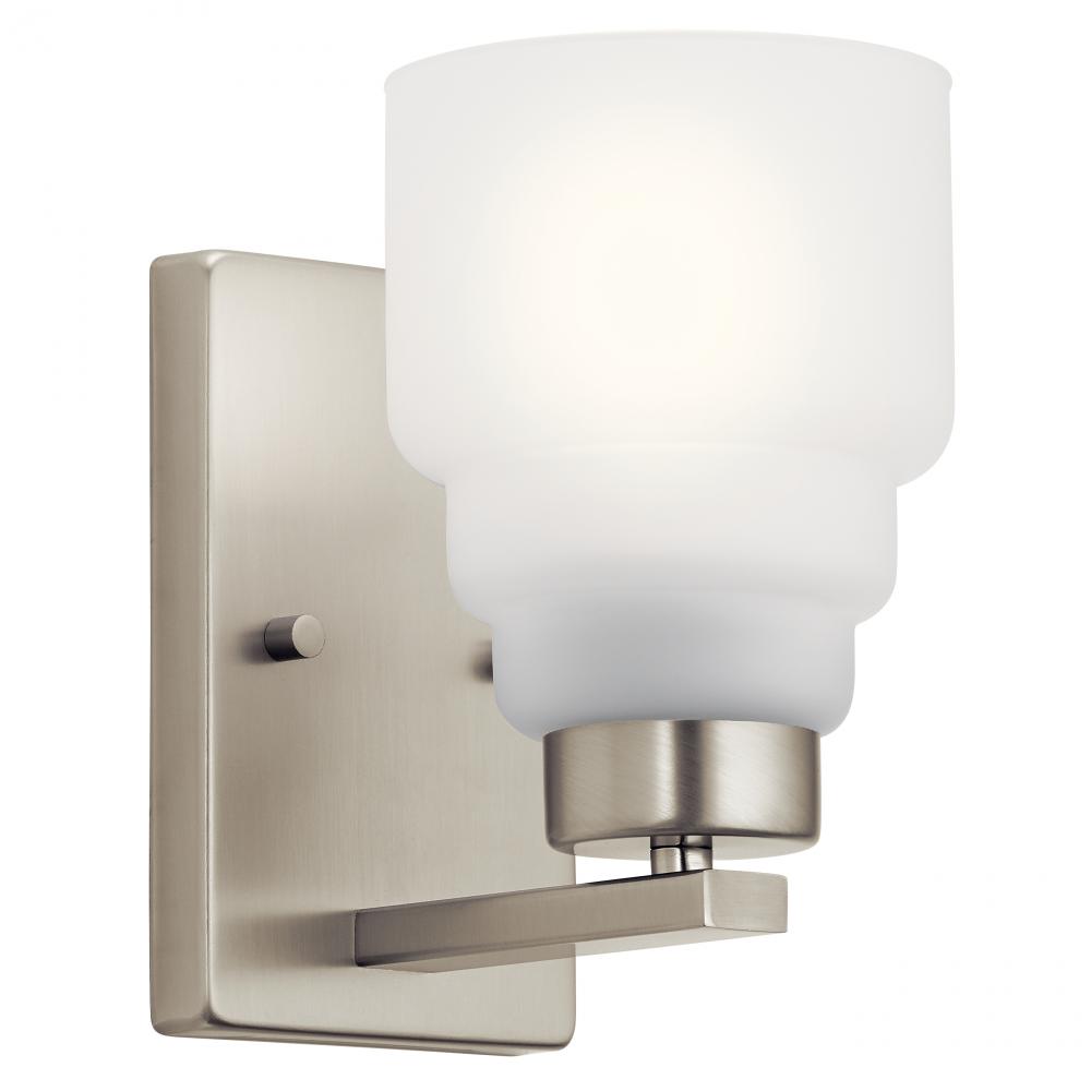 Vionnet 8.5" 1 Light Wall Sconce with Satin Etched Glass in Brushed Nickel