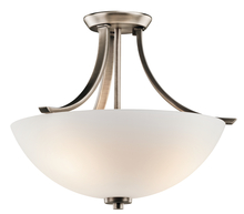 Kichler 42563BPT - Granby 17.25" 3 Light Semi Flush with Satin Etched Cased Opal Glass in Brushed Pewter