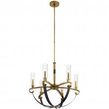 Kichler 52015NBR - Artem 26" 6 Light Chandelier with Clear Glass Cylinders in Natural Brass