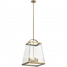Kichler 52124BNB - Darton 25.75" 4 Light Large Foyer Pendant with Clear Glass in Brushed Natural Brass