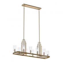 Kichler 52413BNB - Kimrose™ 10 Light Linear Chandelier with Clear Fluted Glass Brushed Natural Brass