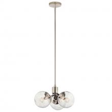 Kichler 52700PN - Silvarious 16.5 Inch 3 Light Convertible Pendant with Clear Crackled Glass in Polished Nickel