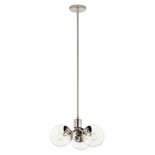 Kichler 52700PNCLR - Silvarious 16.5 Inch 3 Light Convertible Pendant with Clear Glass in Polished Nickel