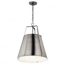 Kichler 52711CLP - Etcher 18 Inch 2 Light Pendant with Etched Painted White Glass Diffuser in Classic Pewter