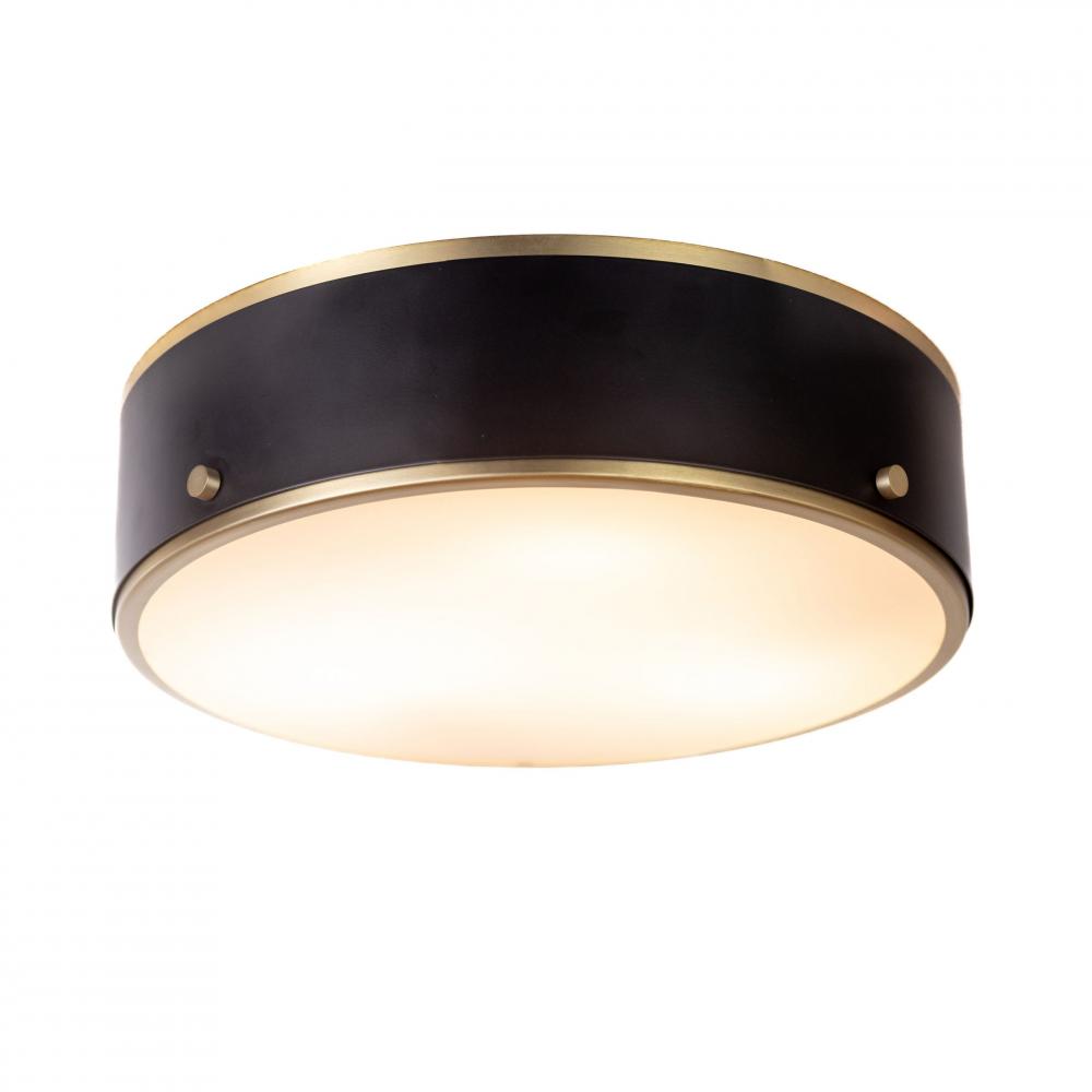 Percussion - 2 Light Ceiling Light In Black with Soft Gold