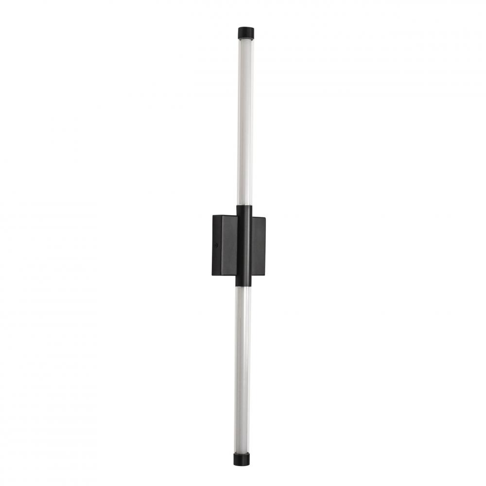 Saskia - LED 2 Light 31 1/2 Wall Sconce In Black with Clear Glass and Opal Acrylic