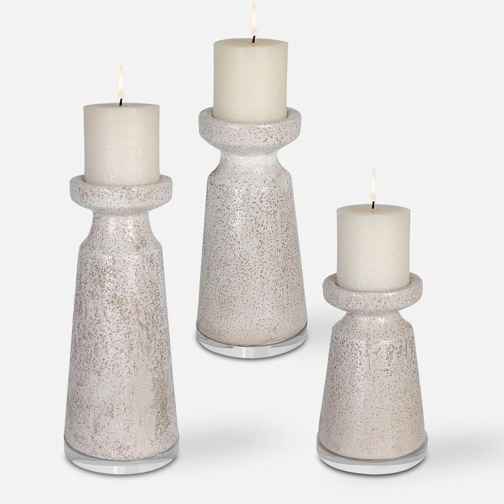 Uttermost Kyan Ceramic Candleholders, S/3