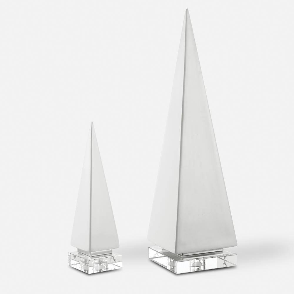 Uttermost Great Pyramids Sculpture in White, S/2