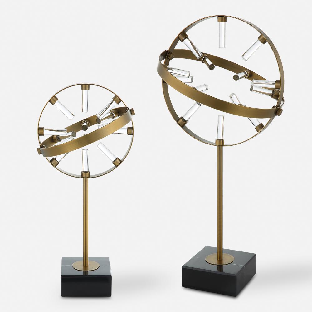 Uttermost Realm Spherical Brass Sculptures, Set of 2