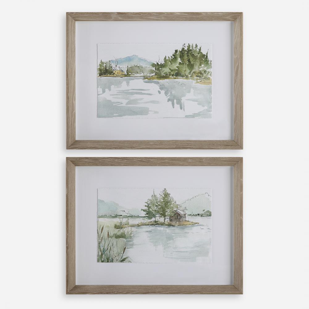 Uttermost Serene Lake Framed Prints, Set/2