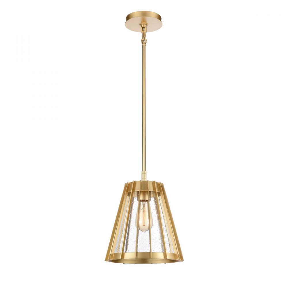 Open Louvers 10'' Wide 1-Light Pendant - Champagne Gold