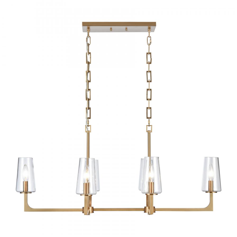 Fitzroy 36'' Wide 6-Light Linear Chandelier - Lacquered Brass