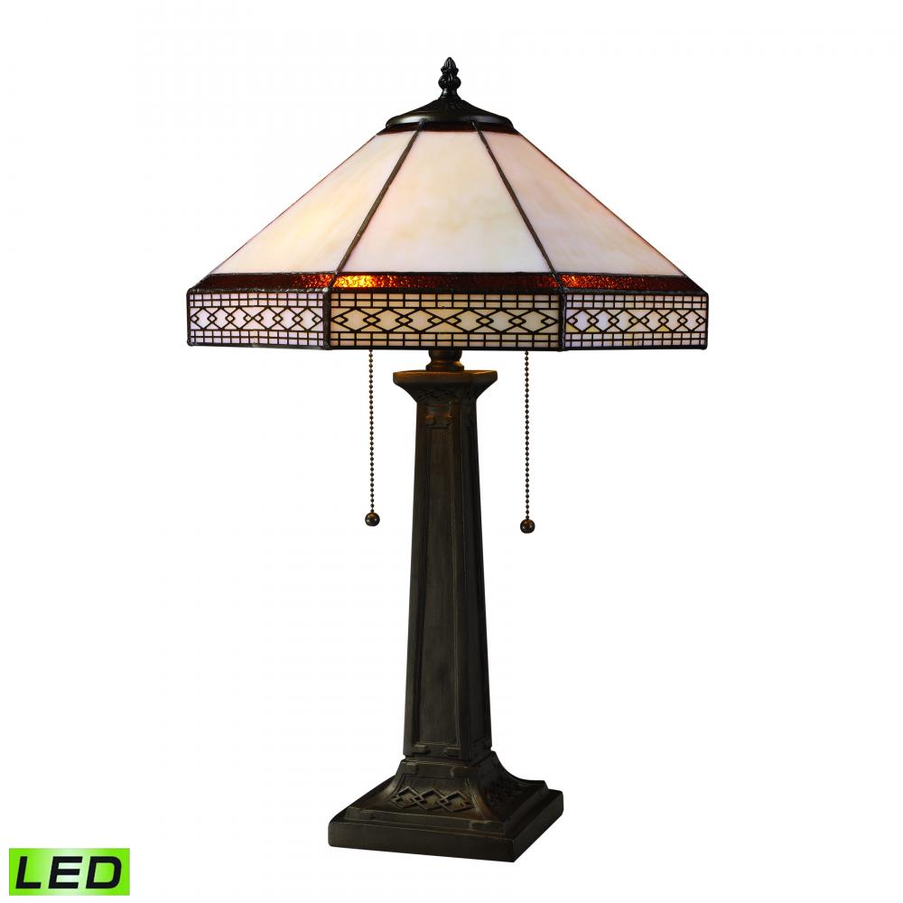 Stone Filigree 24'' High 2-Light Table Lamp - Tiffany Bronze - Includes LED Bulbs