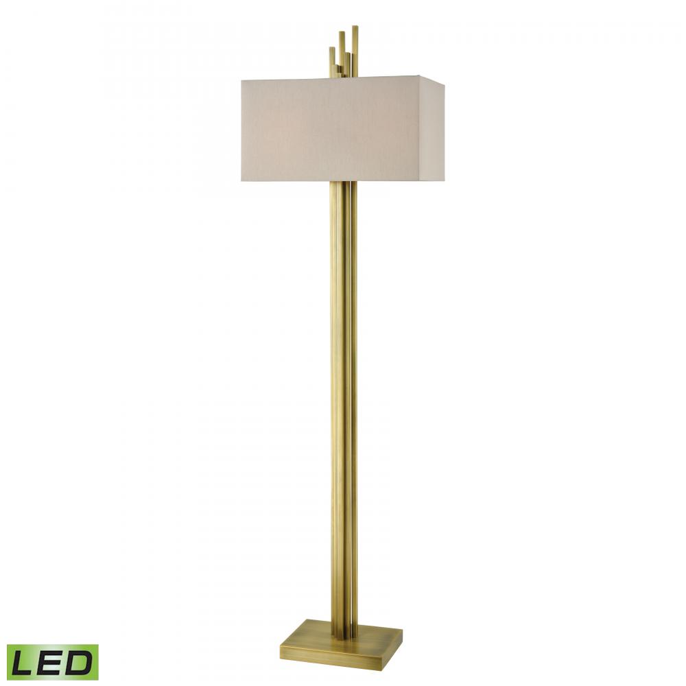 Azimuth 69'' High 2-Light Floor Lamp - Antique Brass - Includes LED Bulbs