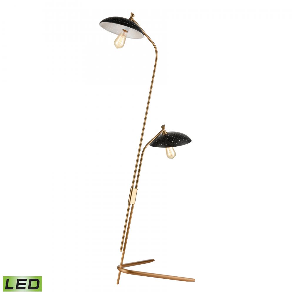 Scarab 66'' High 2-Light Floor Lamp - Satin Brass - Includes LED Bulbs