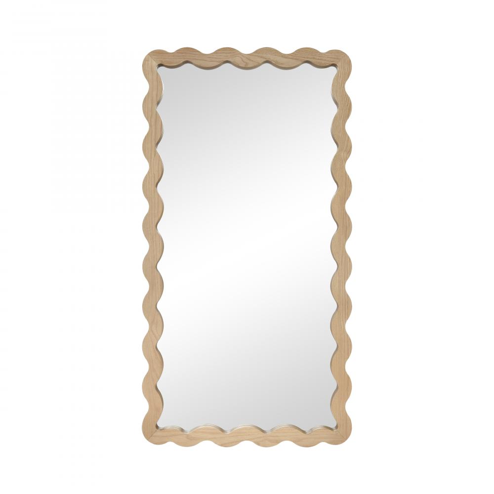 Oak Ripple Wall Mirror - Medium Oak