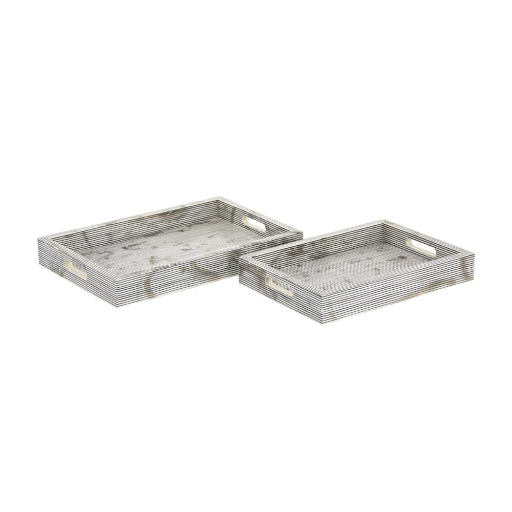 Eaton Etched Tray - Set of 2 White (2 pack)