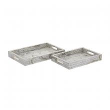 ELK Home H0807-9765/S2 - Eaton Etched Tray - Set of 2 White (2 pack)
